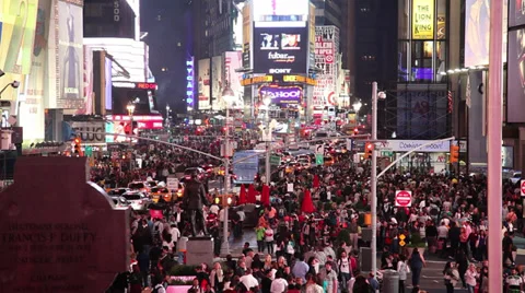 People in Times Square Stock Footage 29049848