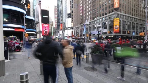 People in Times Square Stock Footage 97501276