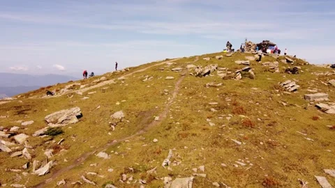 People on top of the mountain Stock Footage 252942057