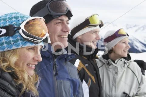People At Top Of Ski Hill, Whistler, Bc, Canada