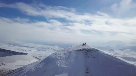 People On Top Of The Volcano Stock Footage 105358300