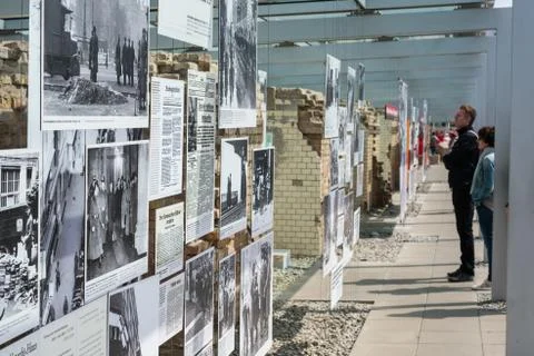 People at the Topography of Terror (German: Topographie des Terrors) outdoor  Stock Photos