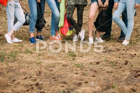 People tourism shoes advertisement concept. Stock Photos