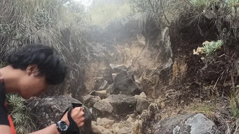 PEOPLE TRACKING IN LAWU MOUNTAIN Stock Footage 212672953