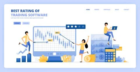 People trade candle chart software for long term profits and investments. fin Stock Illustration