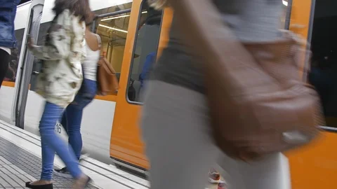 People at Train Platform. Barcelona Video stock 88467918