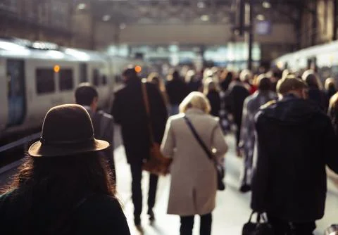 People On A Train Station Platform Stock-Fotos