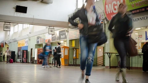 PEOPLE TRAIN STATION TIME LAPSE 422 1080p 25 VHQ Stock Footage 157235555