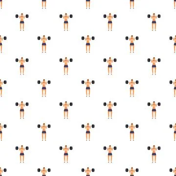 People training with barbells seamless pattern Stock Illustration