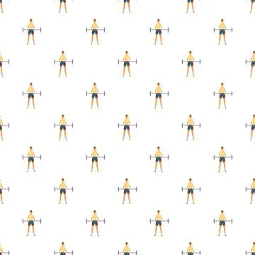 People training with barbells seamless pattern background Stock Illustration