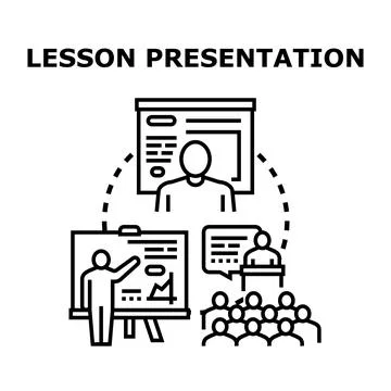 People training, learning, and making presentations concept Stock Illustration
