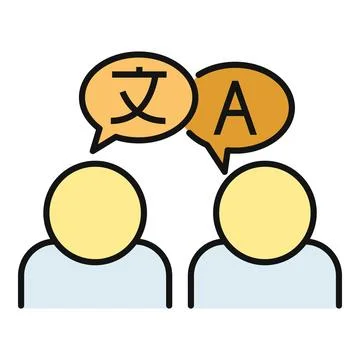 People translating different languages and communicating through speech bubbl Stock Illustration