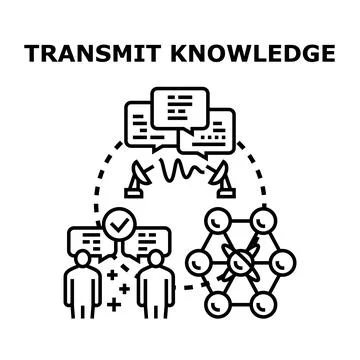 People transmitting knowledge through communication and data sharing Stock Illustration