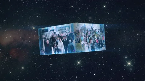 People Trapped In Another Dimension Box Floating In Galaxy Stockbeeldmateriaal 169012896