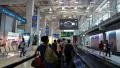 People on travelator inside international airport in Bangkok, Thailand HD Footage