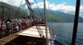 People traveling by ship near Mount Athos HD Footage