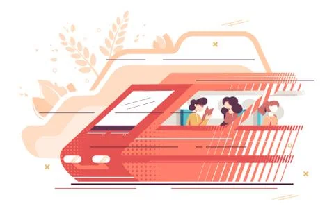 People travelling by train Stock Illustration