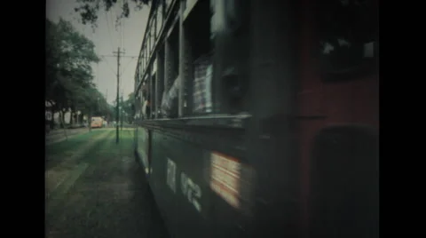 People travelling in tram Stock Footage
