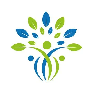 People tree leaf nature logo wellness. people life vector logo designs template Stock Illustration