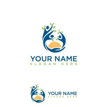 People tree logo design template Illustrazione stock