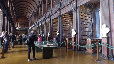 People in Trinity library - Ireland Stock Footage 75679507
