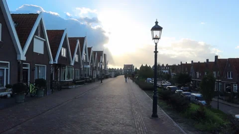People on typical historic street volendam Stock Footage 250131853