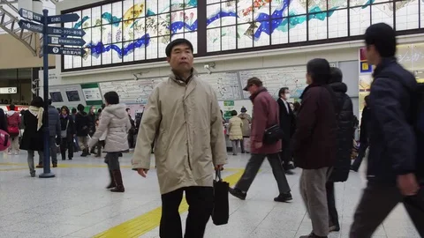 People in Ueno Train Station in time Lapse Stock Footage 82280656