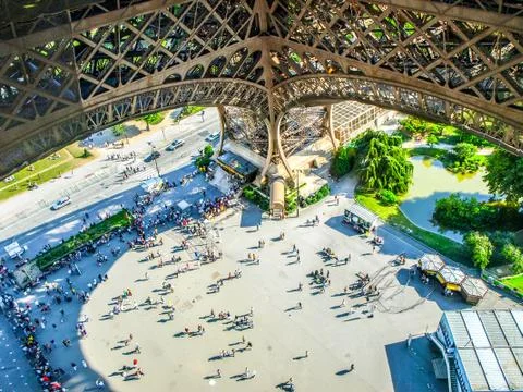 People under Eiffel tower in Paris, France Stock Photos