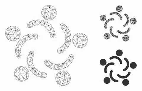 People Unity Vector Mesh Carcass Model and Triangle Mosaic Icon イラスト素材