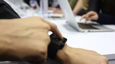 People use the advanced technology of smart watches Stock Footage 72543456