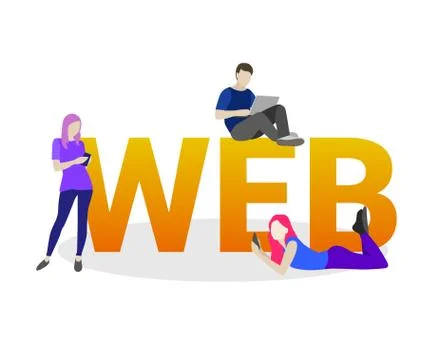 People use digital communicationst for developing and optimizing website and Stock Illustration