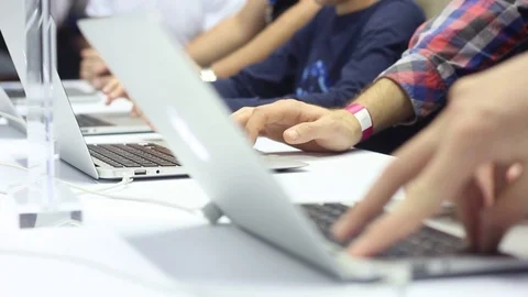 People use modern laptops Stock Footage 87135795