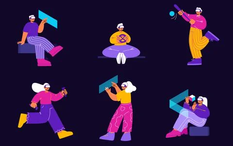 People use virtual reality glasses virtual reality Illustrazione stock