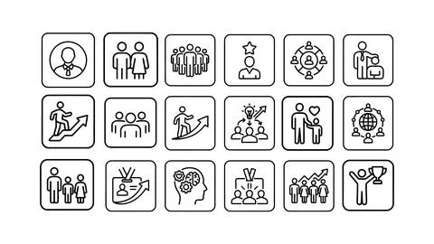 People user management line vector icon collection Stock Illustration