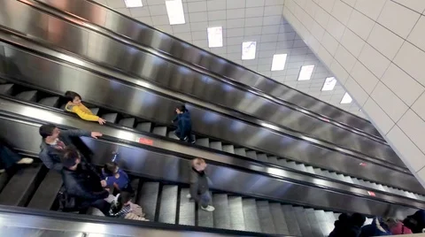 People uses escalator to access Marmaray train Stock Footage 104231435