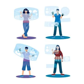 People using augmented reality technology Illustrazione stock