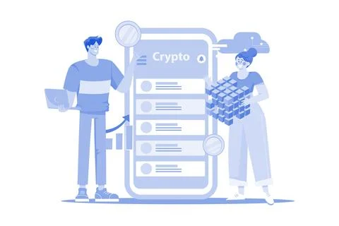 People Using Blockchain Technology Stockillustratie