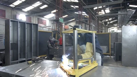 People using a blowtorch on a factory 스톡 동영상 75167368