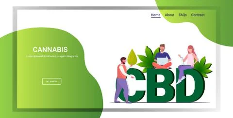 People using cbd hemp oil extracted from cannabis plant using marijuana for m Stock Illustration