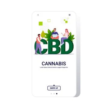 People using cbd hemp oil extracted from cannabis plant using marijuana for m Stock Illustration