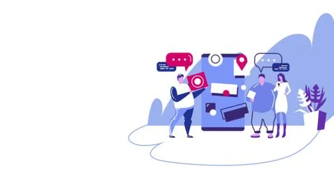People using cellphone online application navigation communication concept men Illustrazione stock