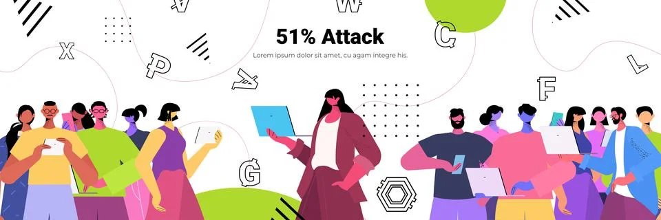 People using cryptocurrency mining app on gadgets virtual money transfer イラスト素材