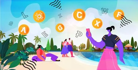 People using cryptocurrency mining application onlaptop virtual money transfer Stock Illustration