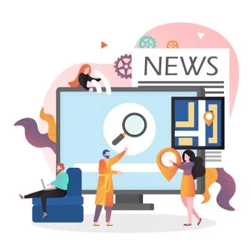 People using desktop computer vector concept for web banner, website page イラスト素材