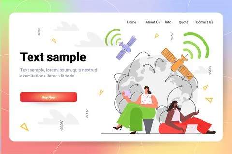 People using digital gadgets 5g network technology wireless mobile Stock Illustration