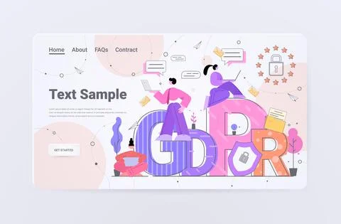 People using digital gadgets and protecting business data GDPR General Data イラスト素材