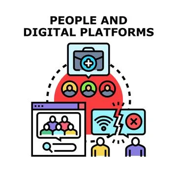 People using digital platforms for connection and disconnection Stock Illustration