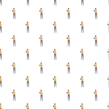People using digital tablets seamless pattern background イラスト素材