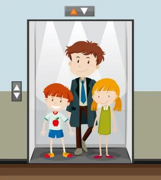 People using elevator going up Illustrazione stock