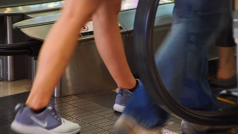 People using escalator Stock Footage 90475628